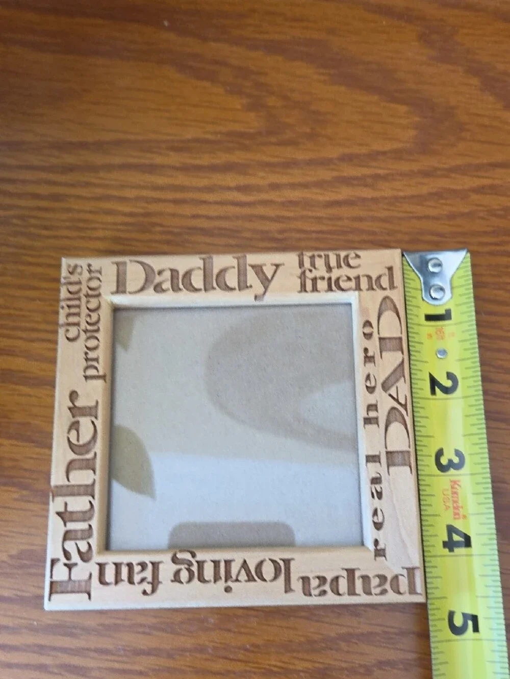 Natural Wood Dad-themed Square Picture Frame - Holds 3 1/2 X 3 1/2 Photo